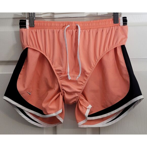 Nike Dri-Fit Women's Size M Salmon Black White Lined Drawstring‎ Running Shorts - Picture 3 of 10